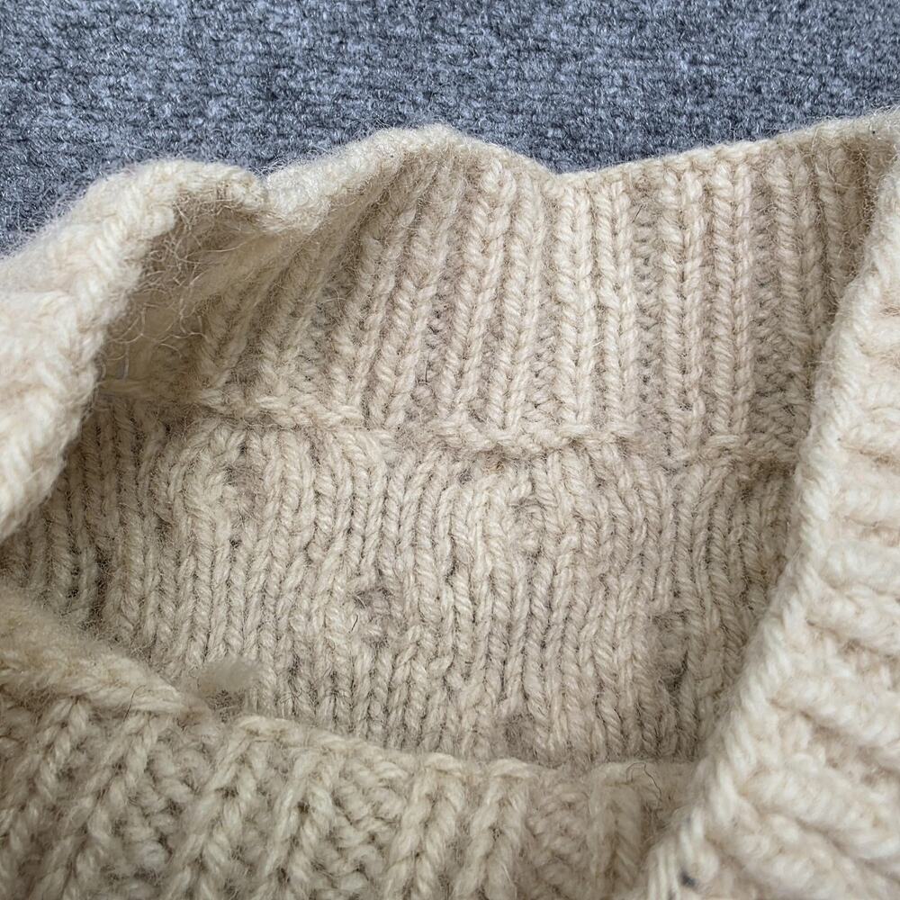 Vintage Aran Fisherman Sweater Womens Medium Cream Cable Knit Hand Knit Wool - Picture 2 of 16